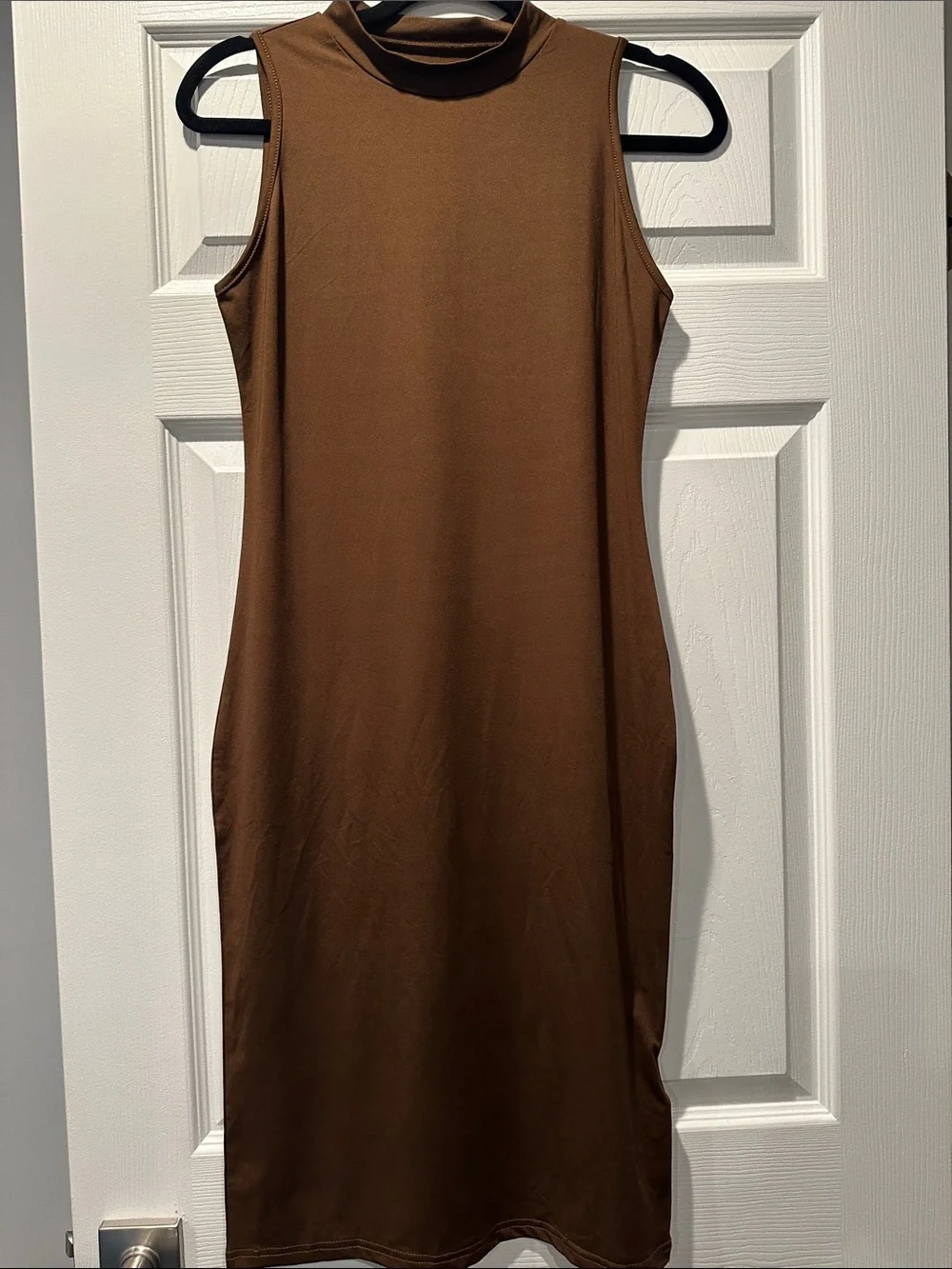 SHEIN Brown Sleeveless Mock Neck Midi Dress